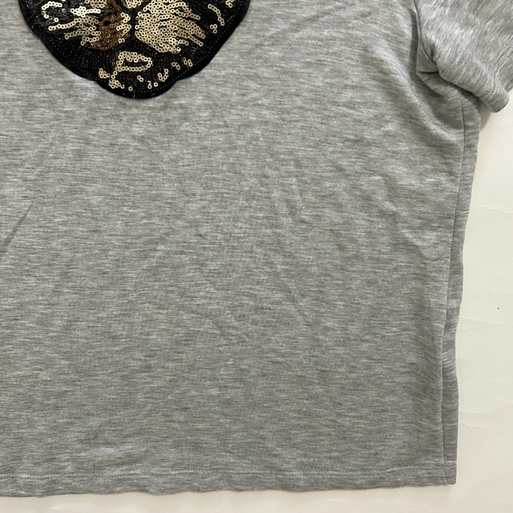 Melissa Masse sequin cat patch gray short sleeve T-shirt Women 2X Made in USA - Picture 5 of 10